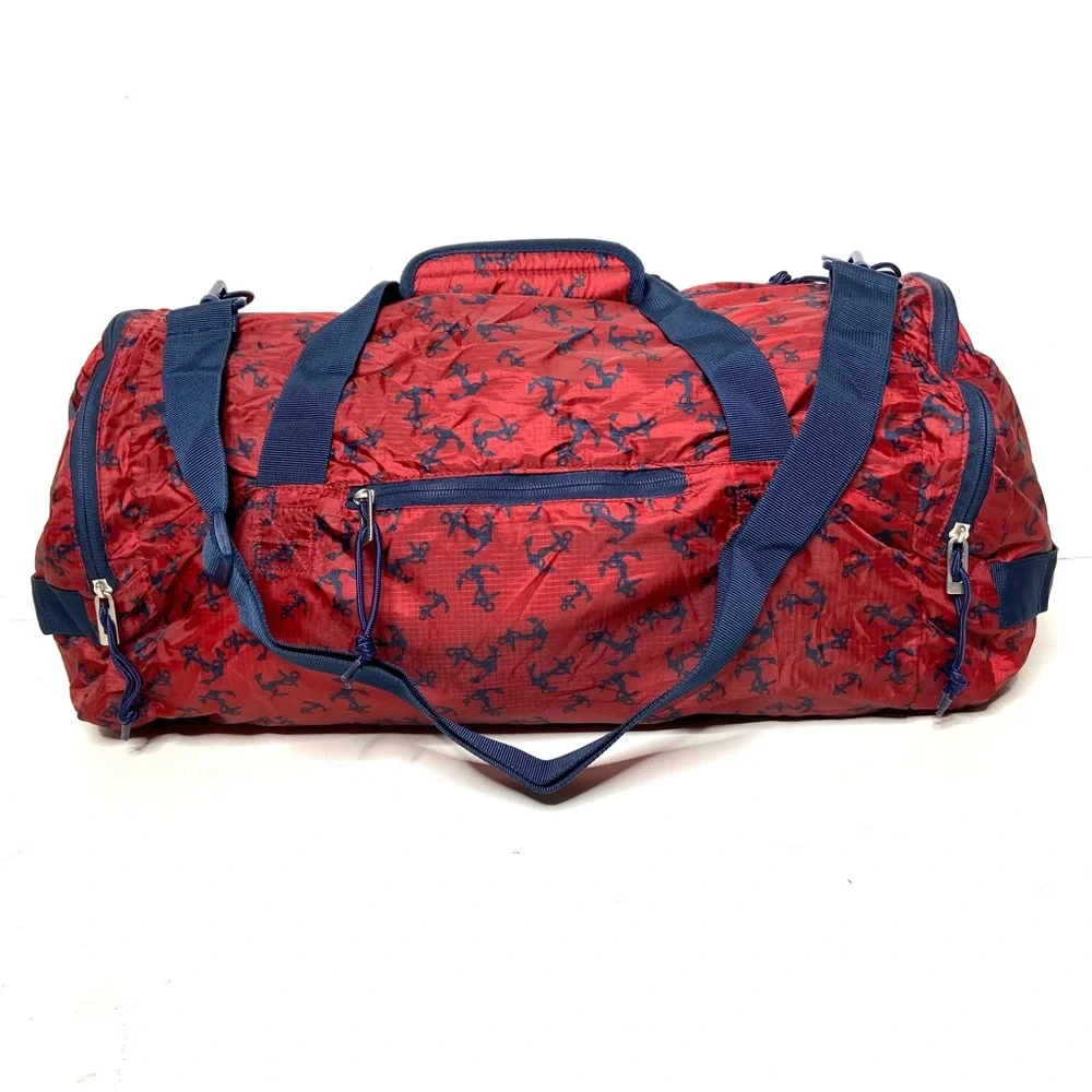 G.H. Bass & Co. Red and Blue Anchor Packable Duffel Bag